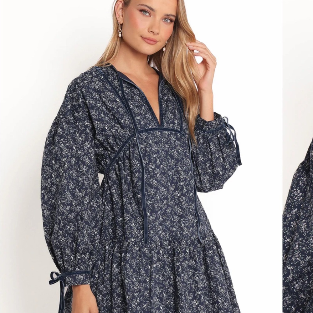 BROOKLYN MINI DRESS - BLUE FLORAL